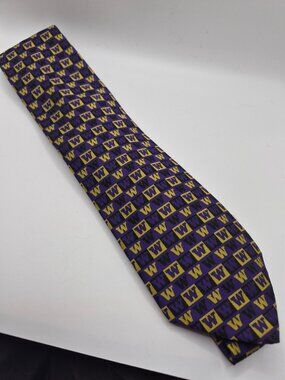 University Of Washington "W" Logo Tie Purple & Gold  Collegiate Licensed Apparel
